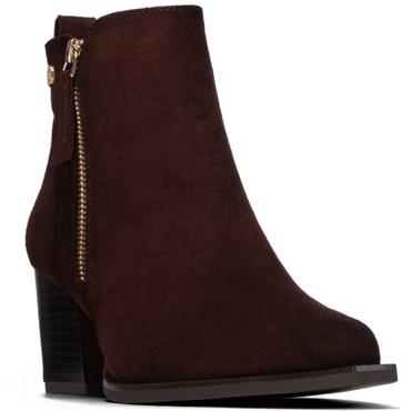 XTI WOMENS MICROFIBER ANKLE BOOT - BROWN