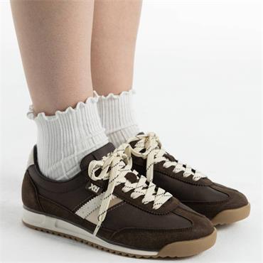 XTI WOMENS LACE TRAINER - BROWN