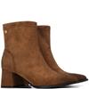 XTI WOMENS BLOCK HEEL ZIP ANKLE BOOT - CAMEL