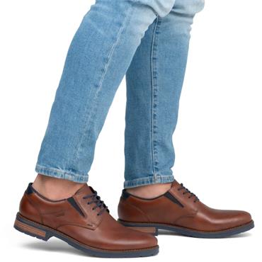 RIEKER MENS LACE CASUAL SHOE - BROWN