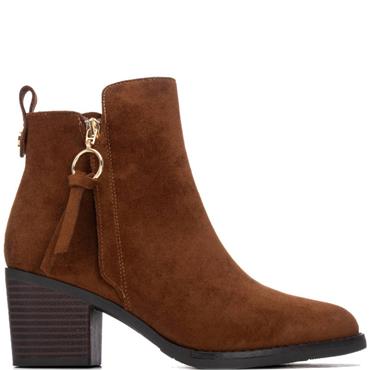 XTI WOMENS ZIP ANKLE BOOT - CAMEL