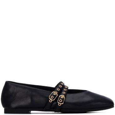 XTI WOMENS STRAP FLATS - BLACK