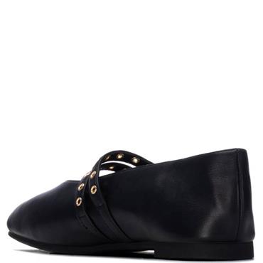 XTI WOMENS STRAP FLATS - BLACK