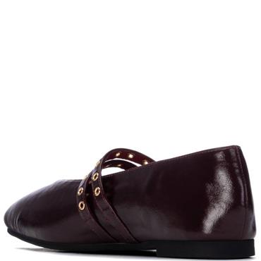XTI WOMENS STRAP FLATS - BURGUNDY
