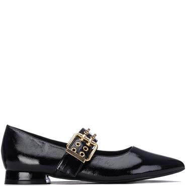 XTI WOMENS STRAP FLATS - BLACK