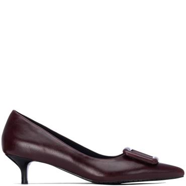 XTI WOMENS LOW HEEL COURT SHOE - BURGUNDY