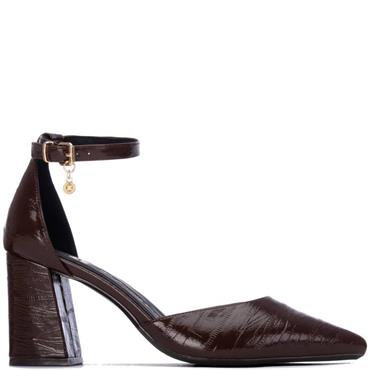 XTI WOMENS HIGH HEEL COUT SHOE - BROWN