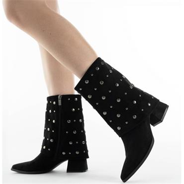 XTI WOMENS ZIP ANKLE BOOT - BLACK