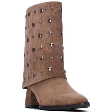 XTI WOMENS ZIP ANKLE BOOT - TAUPE