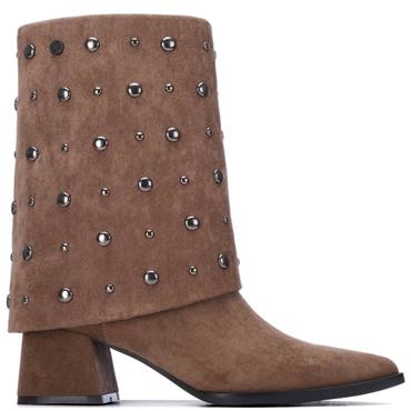 XTI WOMENS ZIP ANKLE BOOT - TAUPE