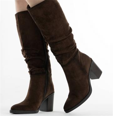 XTI WOMENS ZIP HIGH LEG BOOT - BROWN