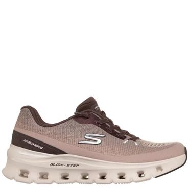 SKECHERS WOMENS LACE SLIP ON TRAINER - BROWN