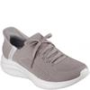 SKECHERS WOMENS SLIP INS LACE TRAINER - DARK TAUPE