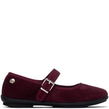 XTI GIRLS DOUBLE STRAP FLAT SHOE - BURGUNDY