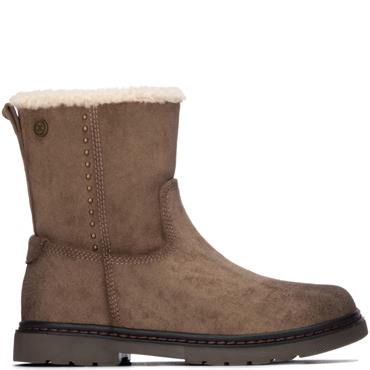 XTI KIDS FUR LINED ZIP ANKLE BOOT - TAUPE