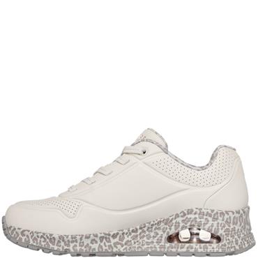 SKECHERS WOMENS UNO SAFARI LACE TRAINER - LEOPARD ANIMAL PRINT