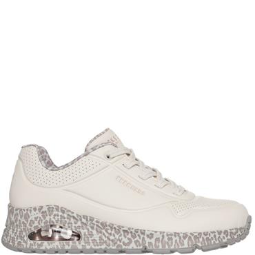 SKECHERS WOMENS UNO SAFARI LACE TRAINER - LEOPARD ANIMAL PRINT