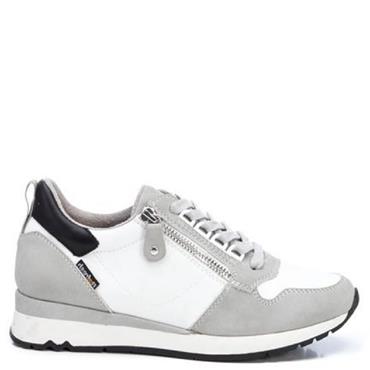 REFRESH WOMENS WEDGE ZIP LACE TRAINER - WHITE