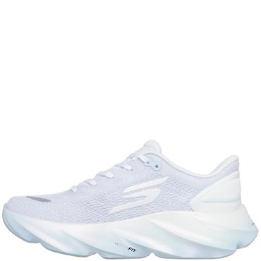SKECHERS WOMENS AERO BURST LACE TRAINER - WHITE LIGHT BLUE