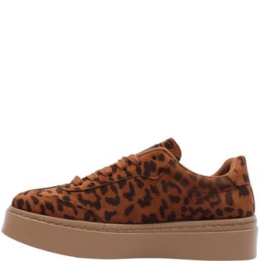 REFRESH WOMENS LACE TRAINER - CAMEL LEOPARD