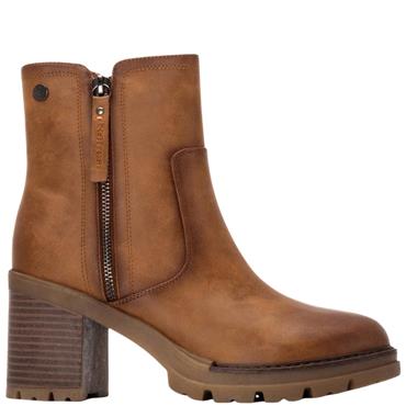 REFRESH WOMENS ZIP ANKLE BOOT - CAMEL