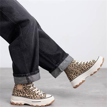 REFRESH WOMENS ZIP LACE ANKLE BOOT - TAUPE LEOPARD