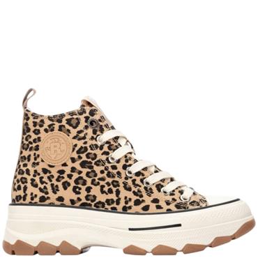 REFRESH WOMENS ZIP LACE ANKLE BOOT - TAUPE LEOPARD
