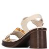 REFRESH WOMENS MID HEEL STRAP SANDAL - BEIGE