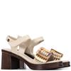 REFRESH WOMENS MID HEEL STRAP SANDAL - BEIGE