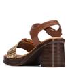 REFRESH WOMENS MID HEEL STRAP SANDAL - CAMEL