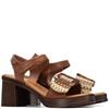 REFRESH WOMENS MID HEEL STRAP SANDAL - CAMEL
