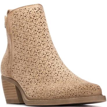 REFRESH WOMENS ZIP ANKLE BOOT - BEIGE SUEDE