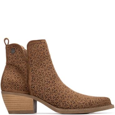 REFRESH WOMENS ZIP ANKLE BOOT - CAMEL SUEDE