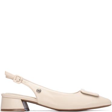 REFRESH WOMENS LOW HEEL SLING BACK - BEIGE