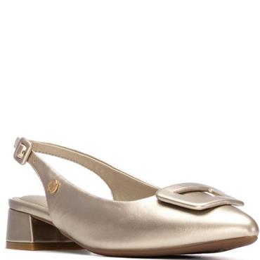 REFRESH WOMENS LOW HEEL SLING BACK - GOLD
