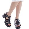 REFRESH WOMENS MID HEEL STRAP SANDAL - BLACK