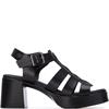 REFRESH WOMENS MID HEEL STRAP SANDAL - BLACK