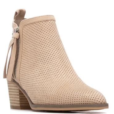 REFRESH WOMENS ZIP ANKLE BOOT - BEIGE SUEDE