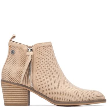 REFRESH WOMENS ZIP ANKLE BOOT - BEIGE SUEDE
