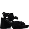 REFRESH WOMENS HIGH HEEL STRAP SANDAL - BLACK SUEDE
