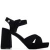 REFRESH WOMENS HIGH HEEL STRAP SANDAL - BLACK SUEDE
