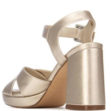REFRESH WOMENS HIGH HEEL STRAP SANDAL - GOLD SUEDE