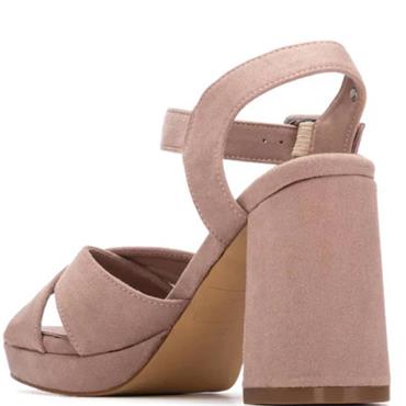 REFRESH WOMENS HIGH HEEL STRAP SANDAL - NUDE SUEDE