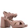 REFRESH WOMENS HIGH HEEL STRAP SANDAL - NUDE SUEDE