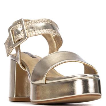REFRESH WOMENS HIGH HEEL STRAP SANDAL - GOLD