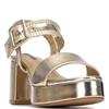 REFRESH WOMENS HIGH HEEL STRAP SANDAL - GOLD