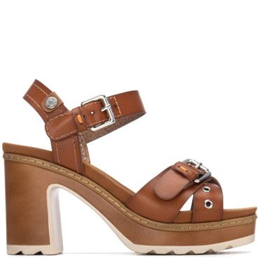 REFRESH WOMENS HIGH HEEL STRAP SANDAL - CAMEL