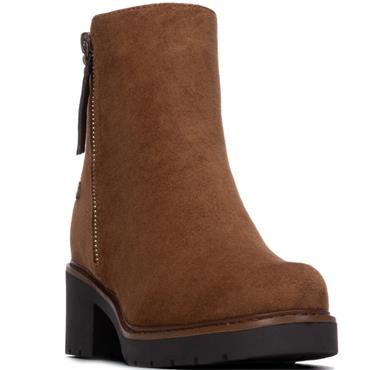 REFRESH WOMENS MICROFIBER ANKLE BOOT - CAMEL