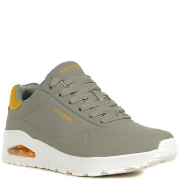 SKECHERS MENS UNO LACE TRAINER - GREEN YELLOW