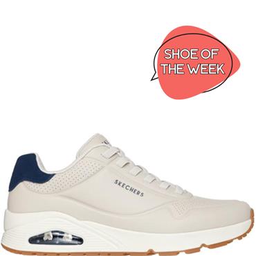 SKECHERS MENS UNO LACE TRAINER - NATURAL BLUE